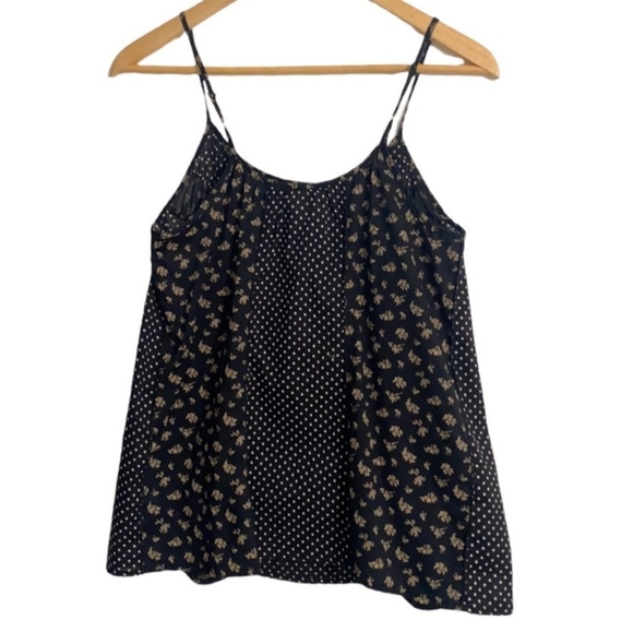 Converse One Star Black Cotton Polka Dot Floral Spaghetti Strap Tank Top Size XS - Picture 3 of 5